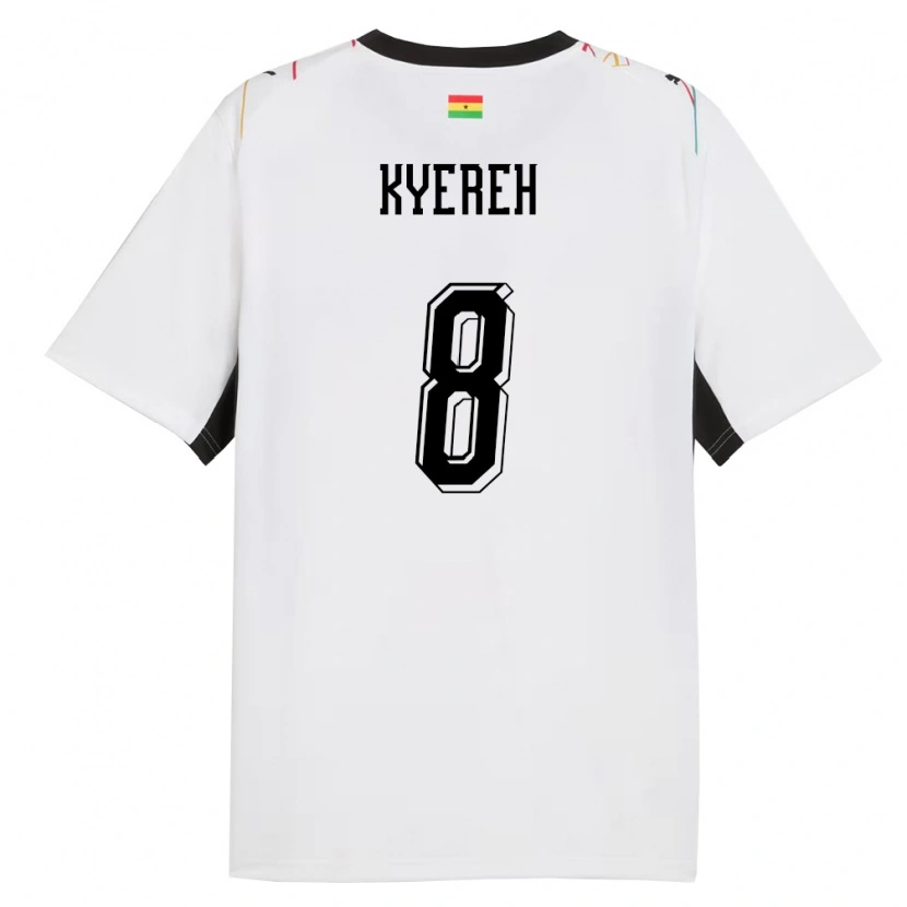 Danxen Mujer Camiseta Ghana Daniel-Kofi Kyereh #8 Blanco Negro Amarillo 1ª Equipación 26-28 La Camisa México