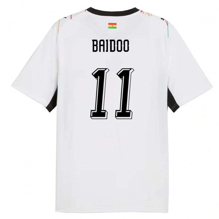 Danxen Mujer Camiseta Ghana Michael Baidoo #11 Blanco Negro Amarillo 1ª Equipación 26-28 La Camisa México