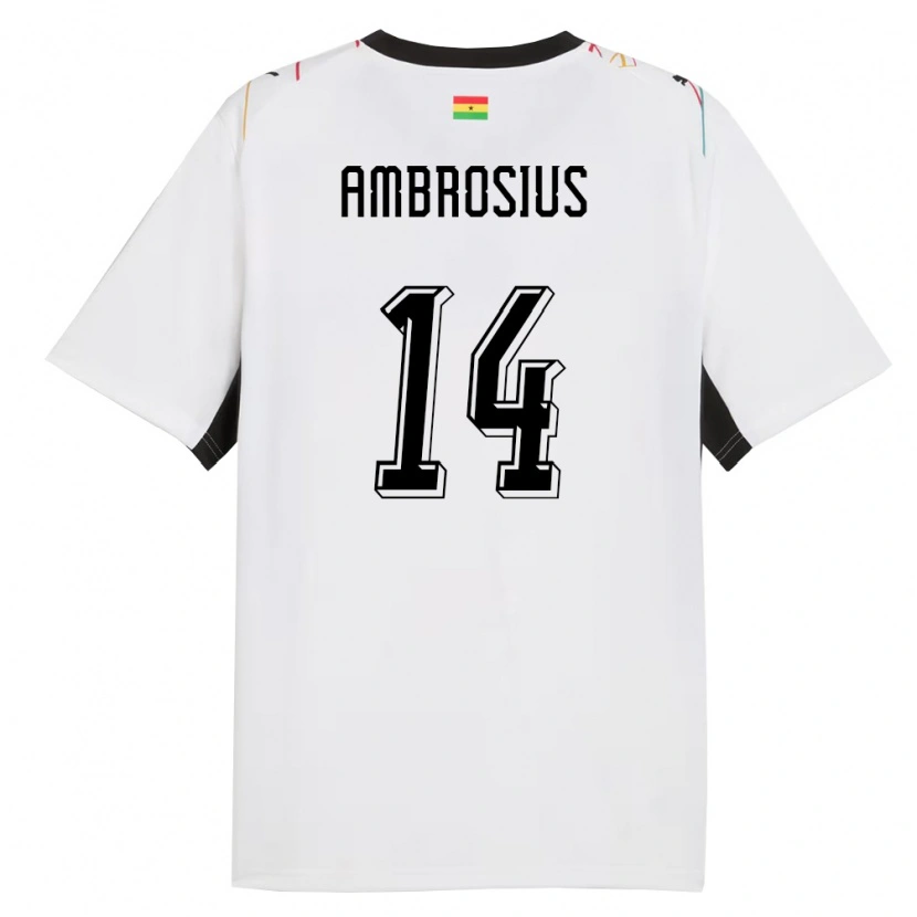 Danxen Mujer Camiseta Ghana Stephan Ambrosius #14 Blanco Negro Amarillo 1ª Equipación 26-28 La Camisa México