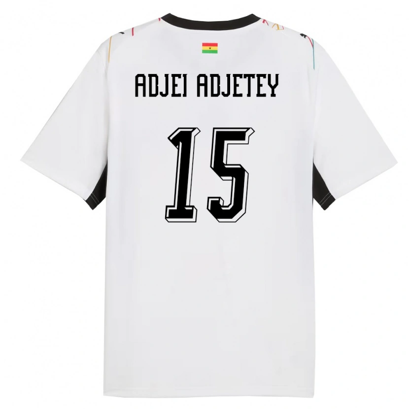 Danxen Mujer Camiseta Ghana Jonas Adjei Adjetey #15 Blanco Negro Amarillo 1ª Equipación 26-28 La Camisa México