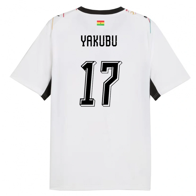 Danxen Mujer Camiseta Ghana Mustapha Yakubu #17 Blanco Negro Amarillo 1ª Equipación 26-28 La Camisa México