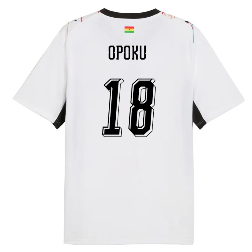 Danxen Mujer Camiseta Ghana Jerome Opoku #18 Blanco Negro Amarillo 1ª Equipación 26-28 La Camisa México