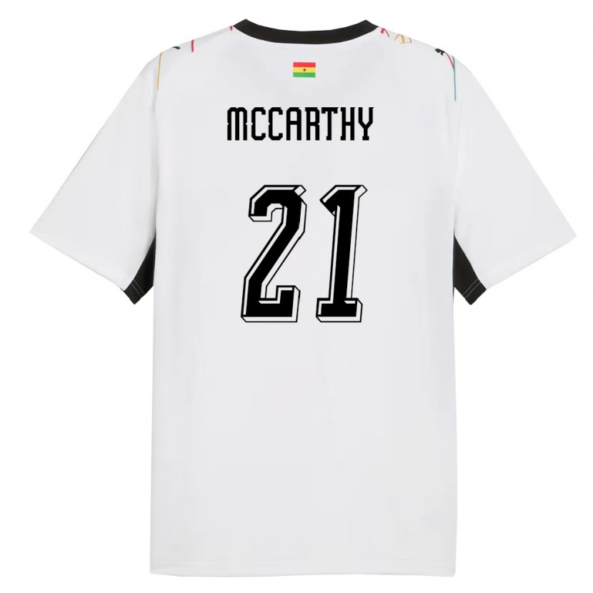 Danxen Mujer Camiseta Ghana Kerrie Mccarthy #21 Blanco Negro Amarillo 1ª Equipación 26-28 La Camisa México