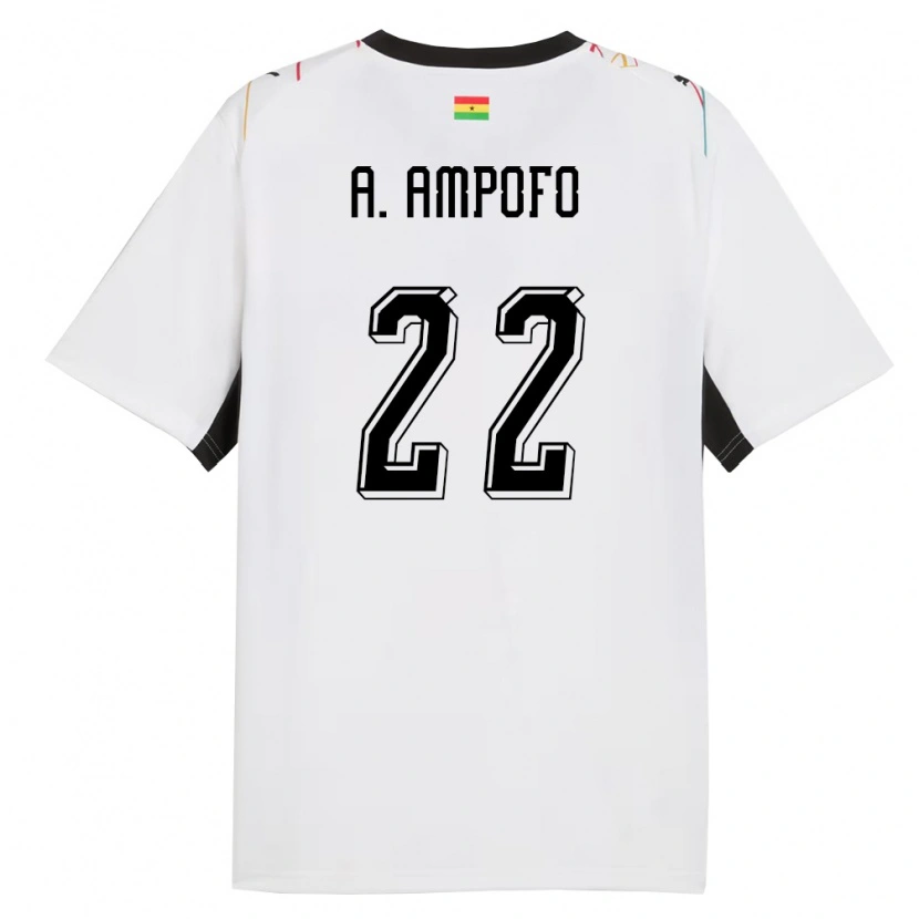 Danxen Mujer Camiseta Ghana Eugene Amankwah Ampofo #22 Blanco Negro Amarillo 1ª Equipación 26-28 La Camisa México