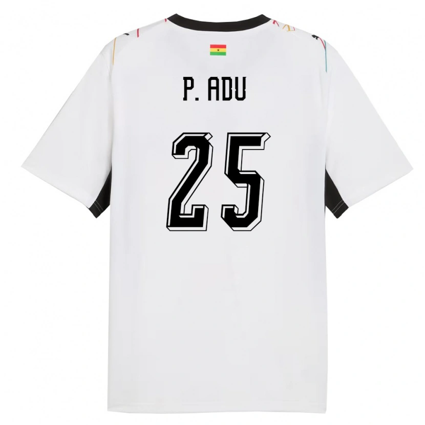 Danxen Mujer Camiseta Ghana Prince Adu #25 Blanco Negro Amarillo 1ª Equipación 26-28 La Camisa México
