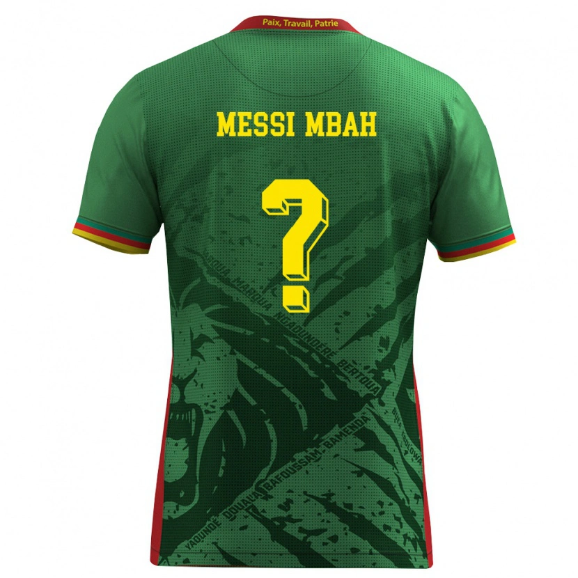 Danxen Mujer Camiseta Camerún Anicet Messi Mbah #0 Verde Amarillo Rojo 1ª Equipación 26-28 La Camisa México
