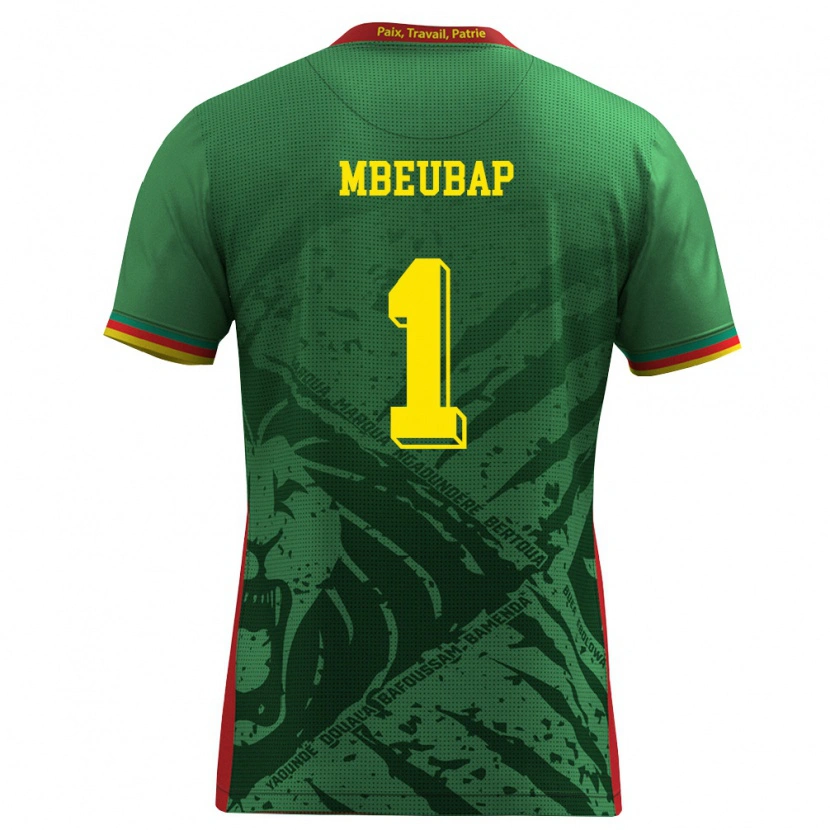 Danxen Mujer Camiseta Camerún Jacques Mbeubap #1 Verde Amarillo Rojo 1ª Equipación 26-28 La Camisa México