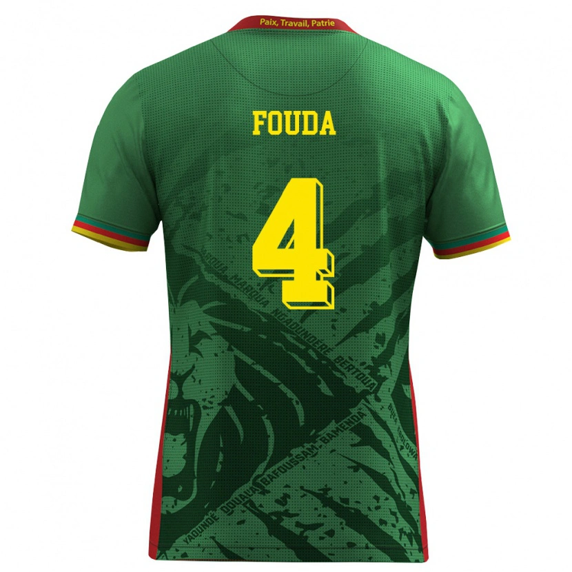Danxen Mujer Camiseta Camerún Junior Fouda #4 Verde Amarillo Rojo 1ª Equipación 26-28 La Camisa México