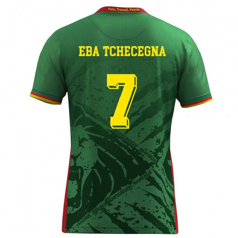 Danxen Mujer Camiseta Camerún Arnold Eba Tchecegna #7 Verde Amarillo Rojo 1ª Equipación 26-28 La Camisa México