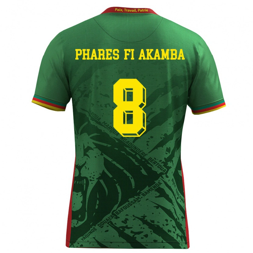 Danxen Mujer Camiseta Camerún Collins Phares Fi Akamba #8 Verde Amarillo Rojo 1ª Equipación 26-28 La Camisa México