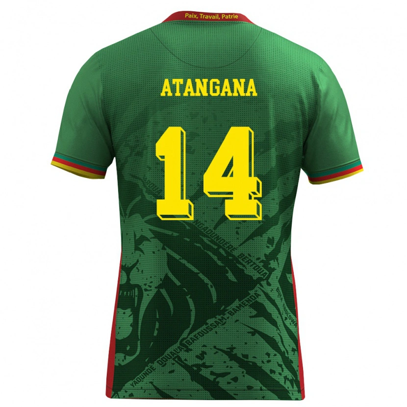 Danxen Mujer Camiseta Camerún Joseph Atangana Mvondo #14 Verde Amarillo Rojo 1ª Equipación 26-28 La Camisa México
