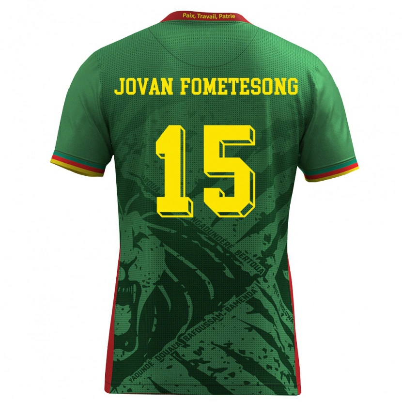 Danxen Mujer Camiseta Camerún Ralph Jovan Fometesong #15 Verde Amarillo Rojo 1ª Equipación 26-28 La Camisa México