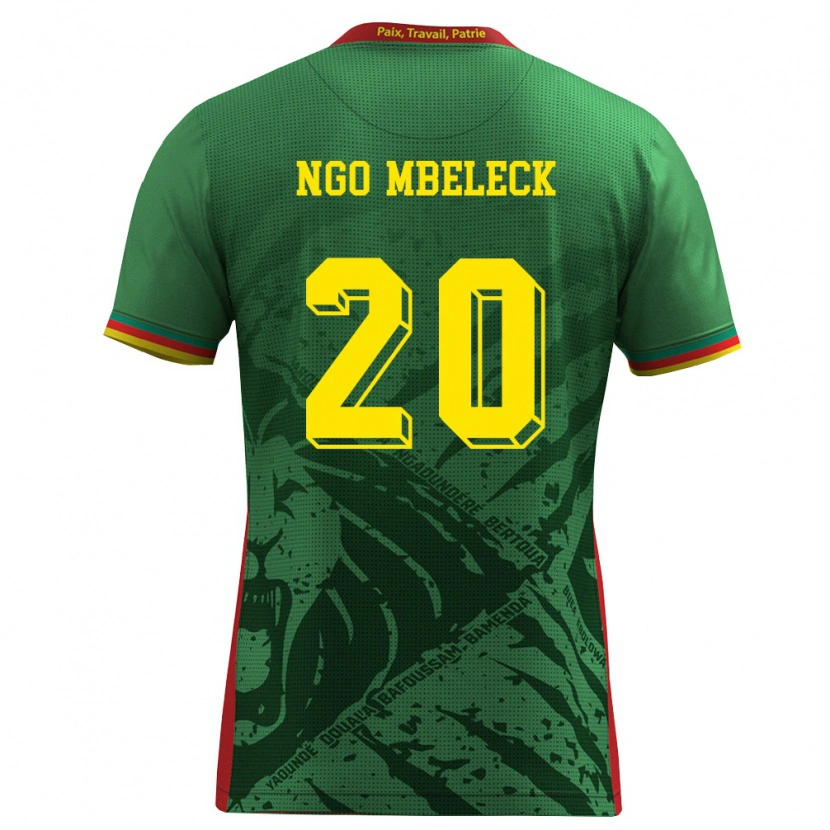 Danxen Mujer Camiseta Camerún Genevieve Ngo Mbeleck #20 Verde Amarillo Rojo 1ª Equipación 26-28 La Camisa México