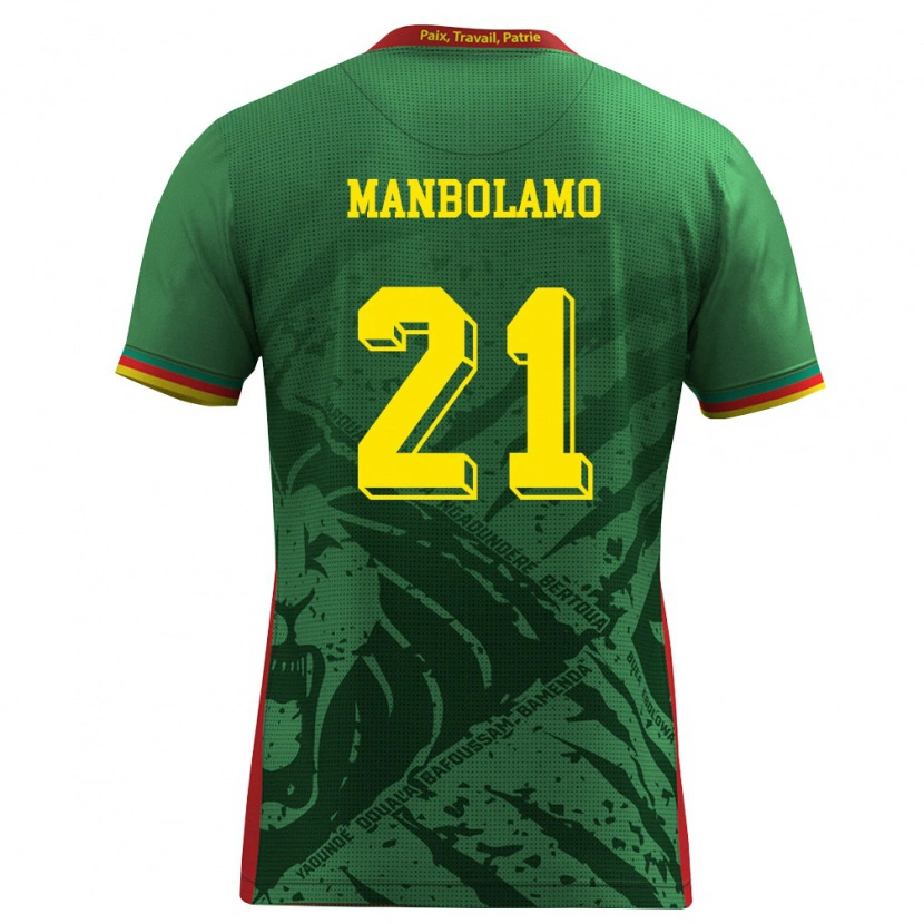Danxen Mujer Camiseta Camerún Eliane Manbolamo #21 Verde Amarillo Rojo 1ª Equipación 26-28 La Camisa México