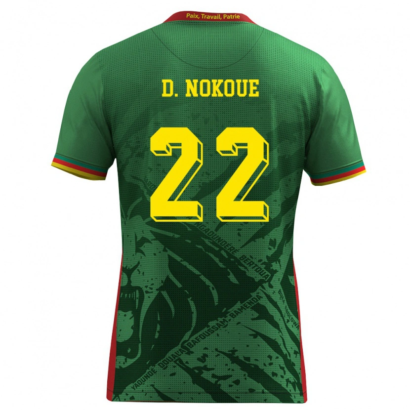 Danxen Mujer Camiseta Camerún Bryan Djile Nokoue #22 Verde Amarillo Rojo 1ª Equipación 26-28 La Camisa México