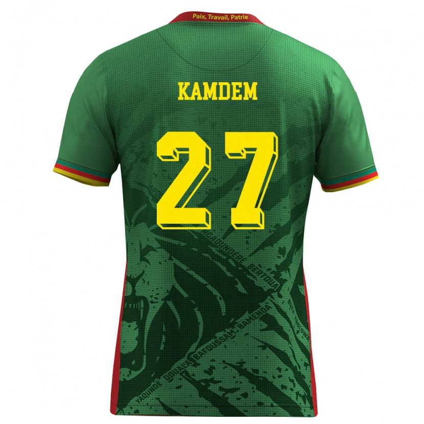 Danxen Mujer Camiseta Camerún Arnold Maël Kamdem #27 Verde Amarillo Rojo 1ª Equipación 26-28 La Camisa México