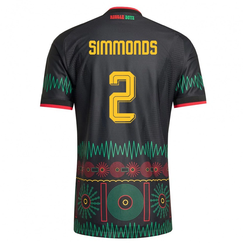 Danxen Mujer Camiseta Jamaica Nicholas Simmonds #2 Negro Rojo Amarillo 2ª Equipación 26-28 La Camisa México