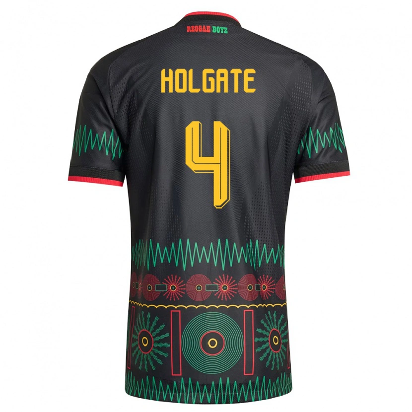 Danxen Mujer Camiseta Jamaica Mason Holgate #4 Negro Rojo Amarillo 2ª Equipación 26-28 La Camisa México