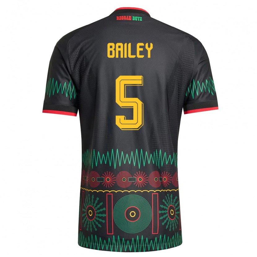 Danxen Mujer Camiseta Jamaica Jade Bailey #5 Negro Rojo Amarillo 2ª Equipación 26-28 La Camisa México