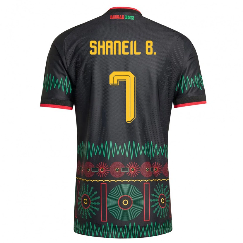 Danxen Mujer Camiseta Jamaica Shaneil Buckley #7 Negro Rojo Amarillo 2ª Equipación 26-28 La Camisa México