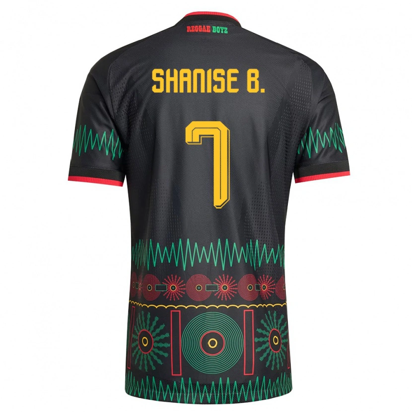 Danxen Mujer Camiseta Jamaica Shanise Buckley #7 Negro Rojo Amarillo 2ª Equipación 26-28 La Camisa México