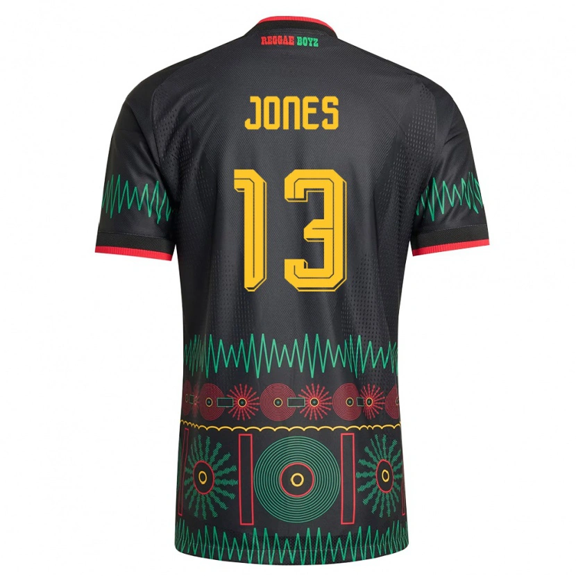 Danxen Mujer Camiseta Jamaica Javanae Jones #13 Negro Rojo Amarillo 2ª Equipación 26-28 La Camisa México