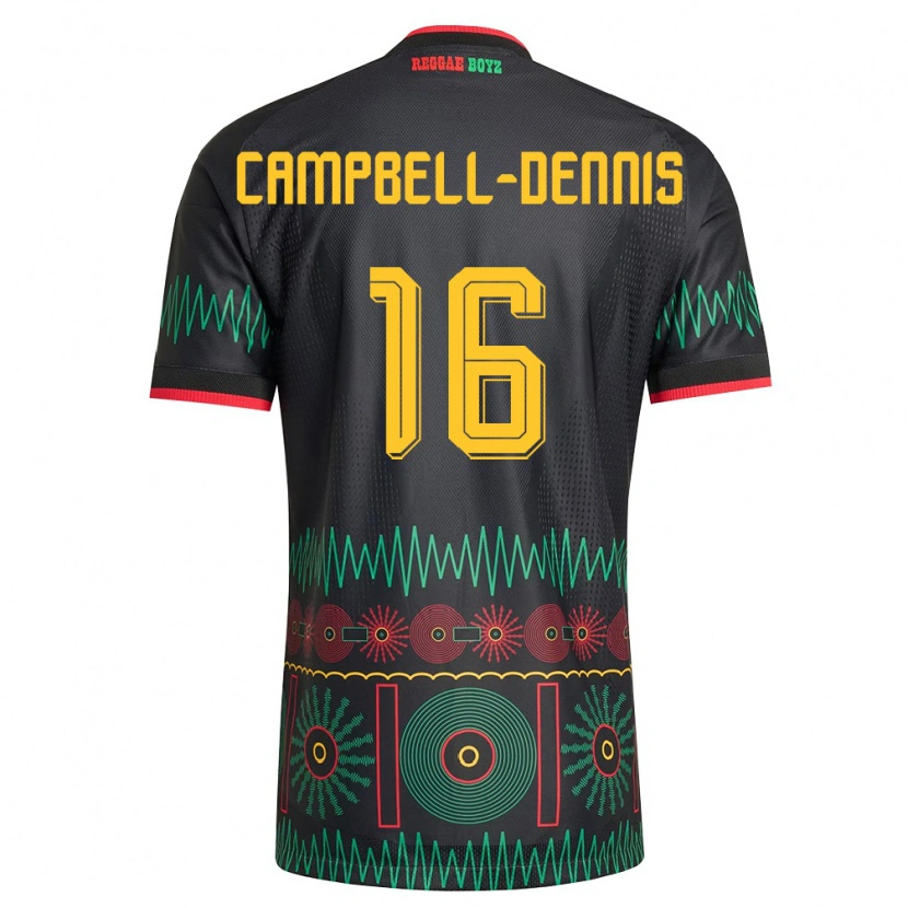 Danxen Mujer Camiseta Jamaica Raequan Campbell-Dennis #16 Negro Rojo Amarillo 2ª Equipación 26-28 La Camisa México