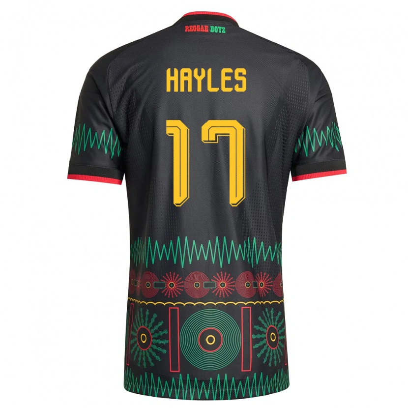 Danxen Mujer Camiseta Jamaica Justin Hayles #17 Negro Rojo Amarillo 2ª Equipación 26-28 La Camisa México