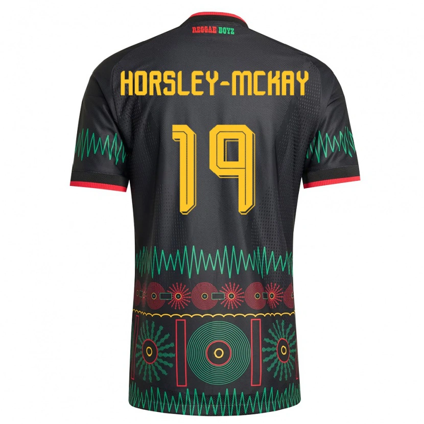 Danxen Mujer Camiseta Jamaica Kyron Horsley-Mckay #19 Negro Rojo Amarillo 2ª Equipación 26-28 La Camisa México