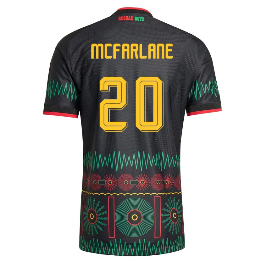 Danxen Mujer Camiseta Jamaica Ayden Mcfarlane #20 Negro Rojo Amarillo 2ª Equipación 26-28 La Camisa México