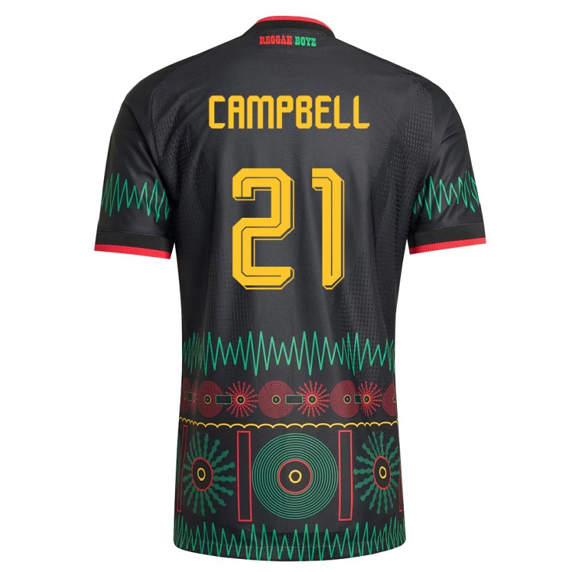 Danxen Mujer Camiseta Jamaica Norman Campbell #21 Negro Rojo Amarillo 2ª Equipación 26-28 La Camisa México