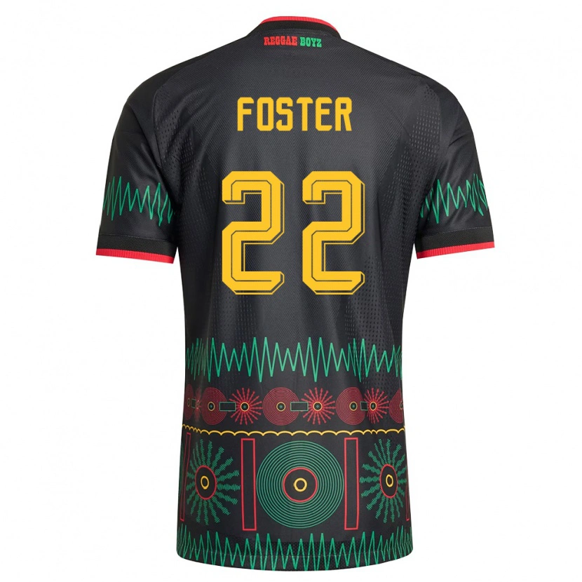 Danxen Mujer Camiseta Jamaica Shanise Foster #22 Negro Rojo Amarillo 2ª Equipación 26-28 La Camisa México