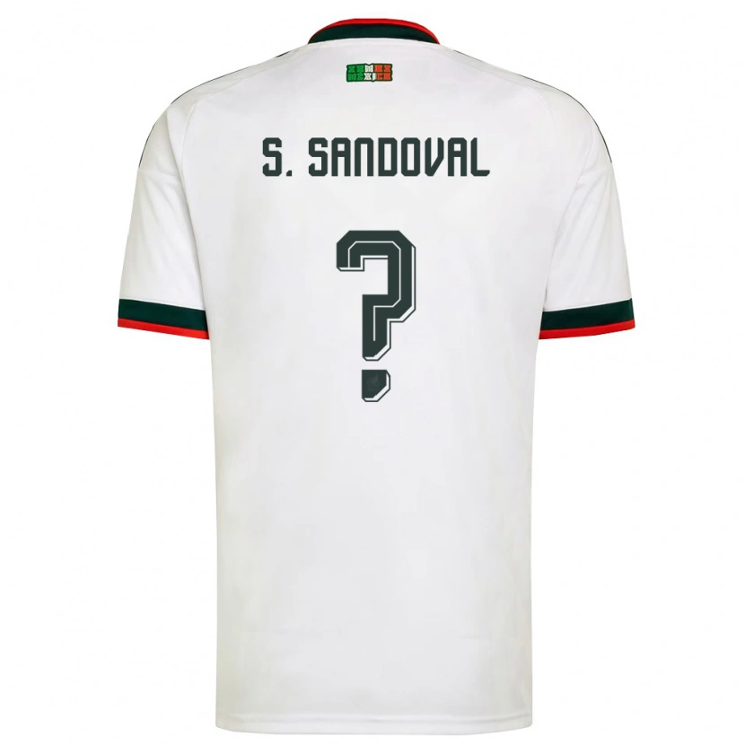 Danxen Mujer Camiseta México Santiago Sandoval #0 Blanco Borgoña Verde 2ª Equipación 26-28 La Camisa México