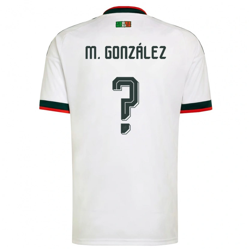 Danxen Mujer Camiseta México Mateo González #0 Blanco Borgoña Verde 2ª Equipación 26-28 La Camisa México