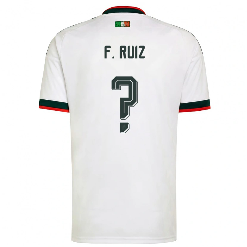 Danxen Mujer Camiseta México Fernando Ruiz #0 Blanco Borgoña Verde 2ª Equipación 26-28 La Camisa México