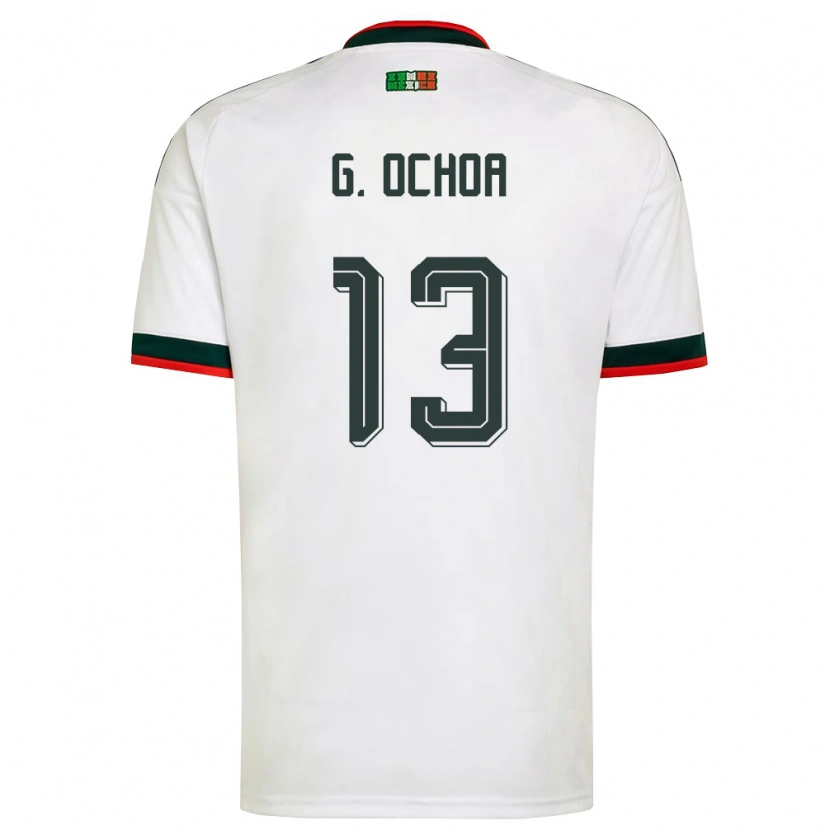 Danxen Mujer Camiseta México Guillermo Ochoa #13 Blanco Borgoña Verde 2ª Equipación 26-28 La Camisa México