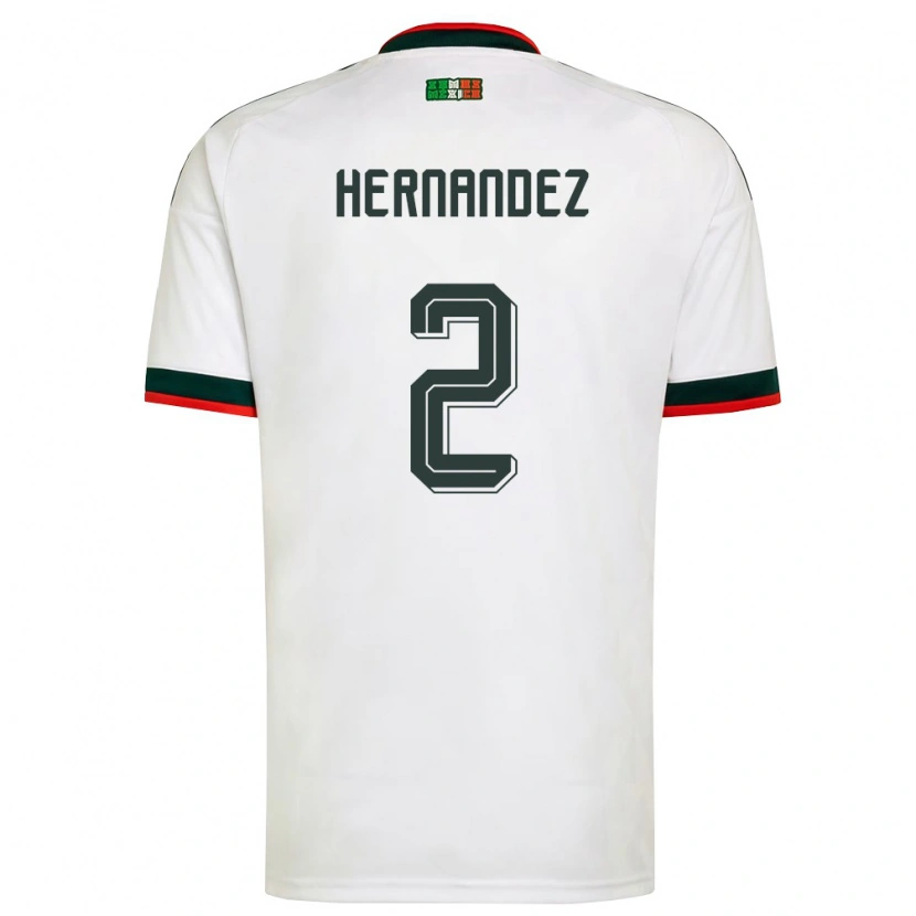 Danxen Mujer Camiseta México Alan Hernández #2 Blanco Borgoña Verde 2ª Equipación 26-28 La Camisa México