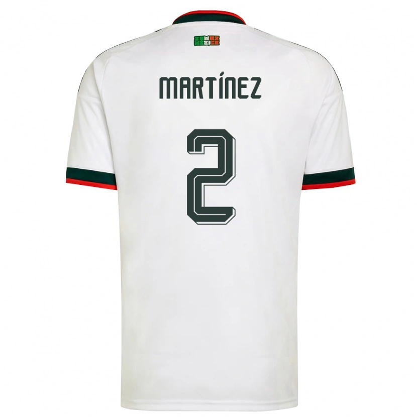 Danxen Mujer Camiseta México Emilio Martinez #2 Blanco Borgoña Verde 2ª Equipación 26-28 La Camisa México
