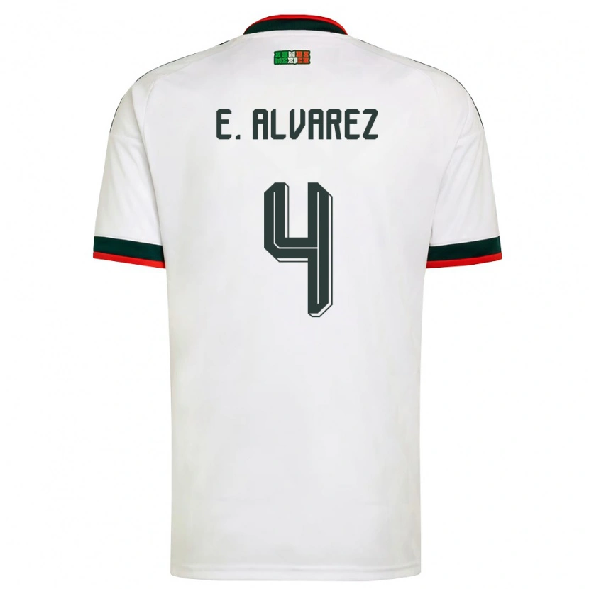 Danxen Mujer Camiseta México Edson Álvarez #4 Blanco Borgoña Verde 2ª Equipación 26-28 La Camisa México