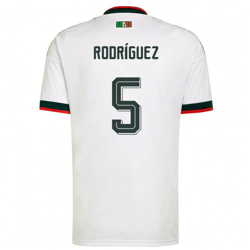 Danxen Mujer Camiseta México Jorge Rodríguez #5 Blanco Borgoña Verde 2ª Equipación 26-28 La Camisa México