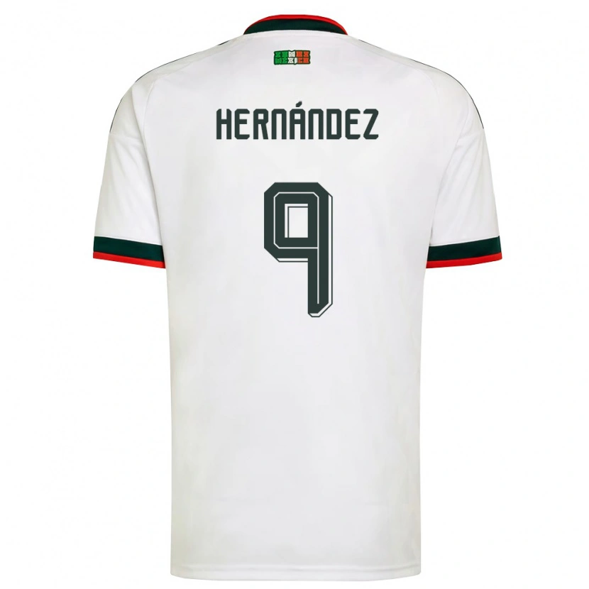 Danxen Mujer Camiseta México Jesus Hernandez #9 Blanco Borgoña Verde 2ª Equipación 26-28 La Camisa México