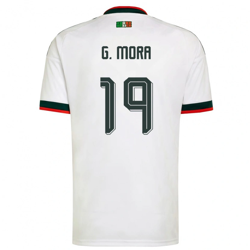 Danxen Mujer Camiseta México Gilberto Mora #19 Blanco Borgoña Verde 2ª Equipación 26-28 La Camisa México