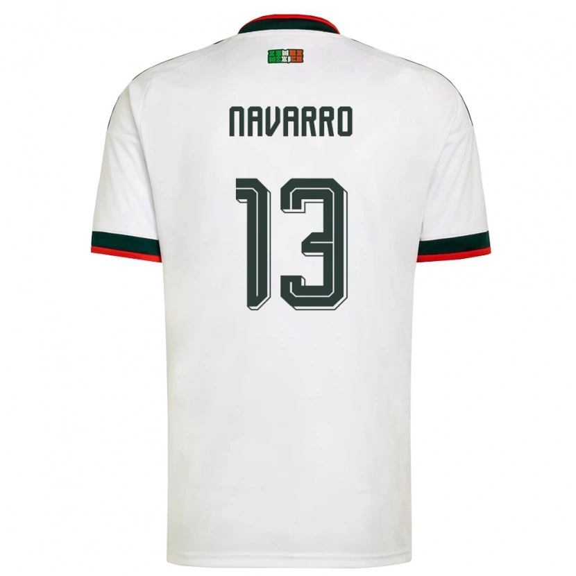 Danxen Mujer Camiseta México José Navarro #13 Blanco Borgoña Verde 2ª Equipación 26-28 La Camisa México