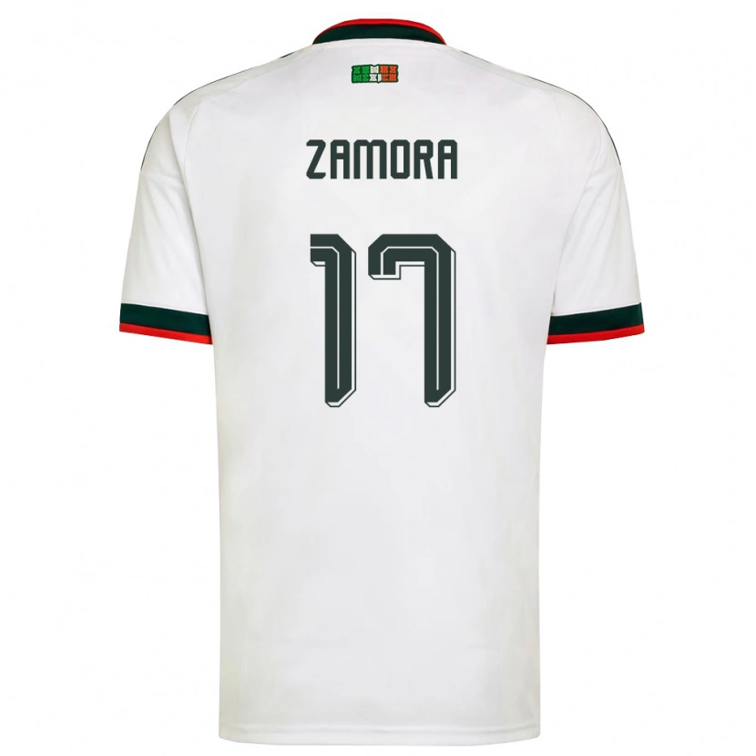 Danxen Mujer Camiseta México Saul Zamora #17 Blanco Borgoña Verde 2ª Equipación 26-28 La Camisa México