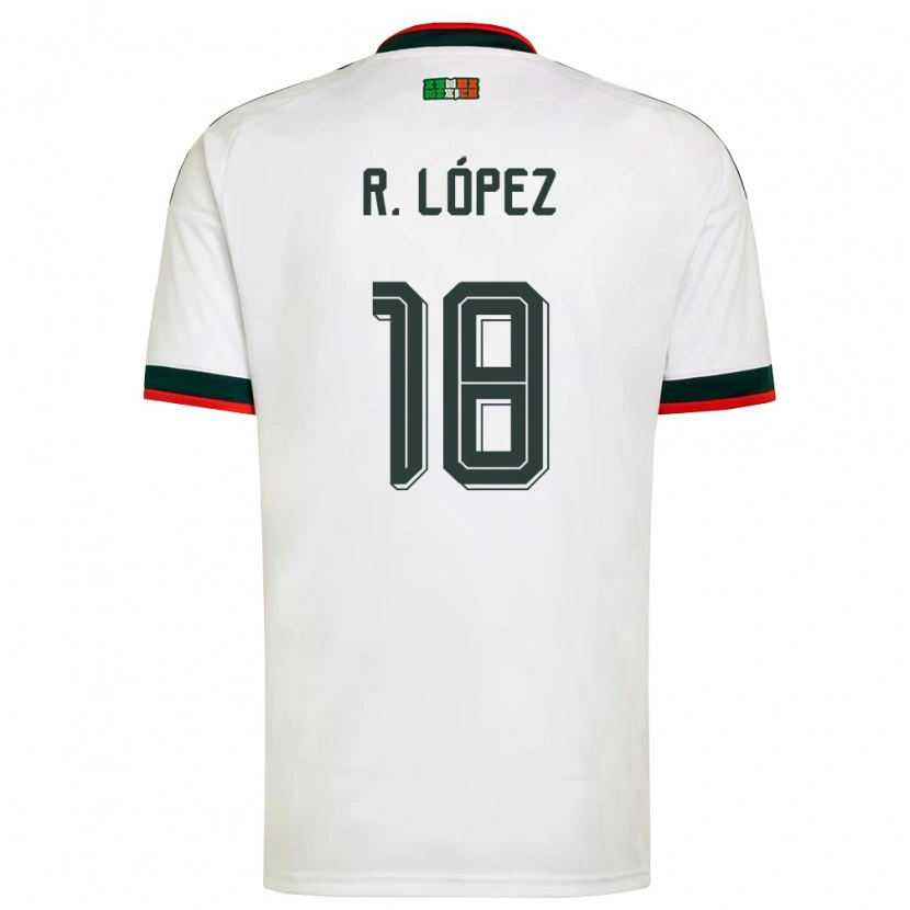Danxen Mujer Camiseta México Rodrigo López #18 Blanco Borgoña Verde 2ª Equipación 26-28 La Camisa México