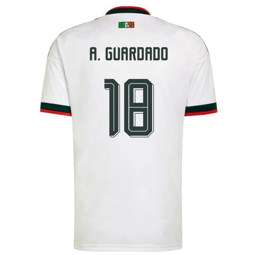 Danxen Mujer Camiseta México Andres Guardado #18 Blanco Borgoña Verde 2ª Equipación 26-28 La Camisa México