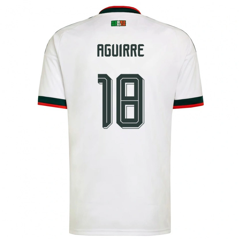 Danxen Mujer Camiseta México Eduardo Aguirre #18 Blanco Borgoña Verde 2ª Equipación 26-28 La Camisa México