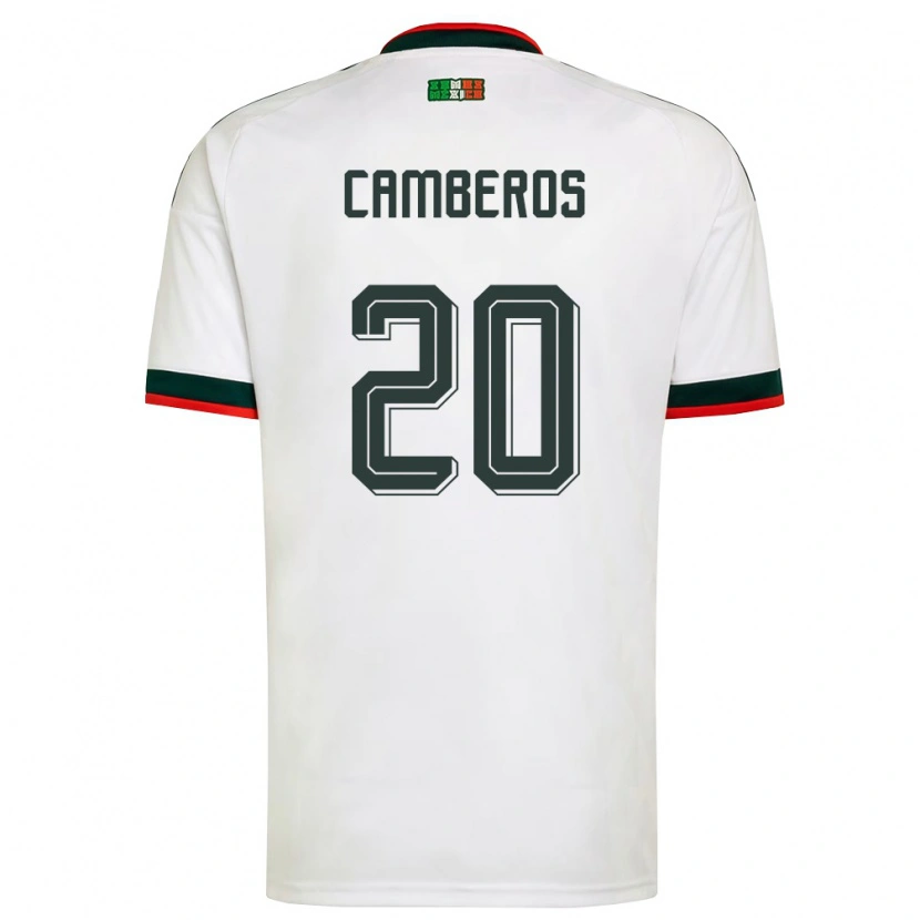 Danxen Mujer Camiseta México Hugo Camberos #20 Blanco Borgoña Verde 2ª Equipación 26-28 La Camisa México
