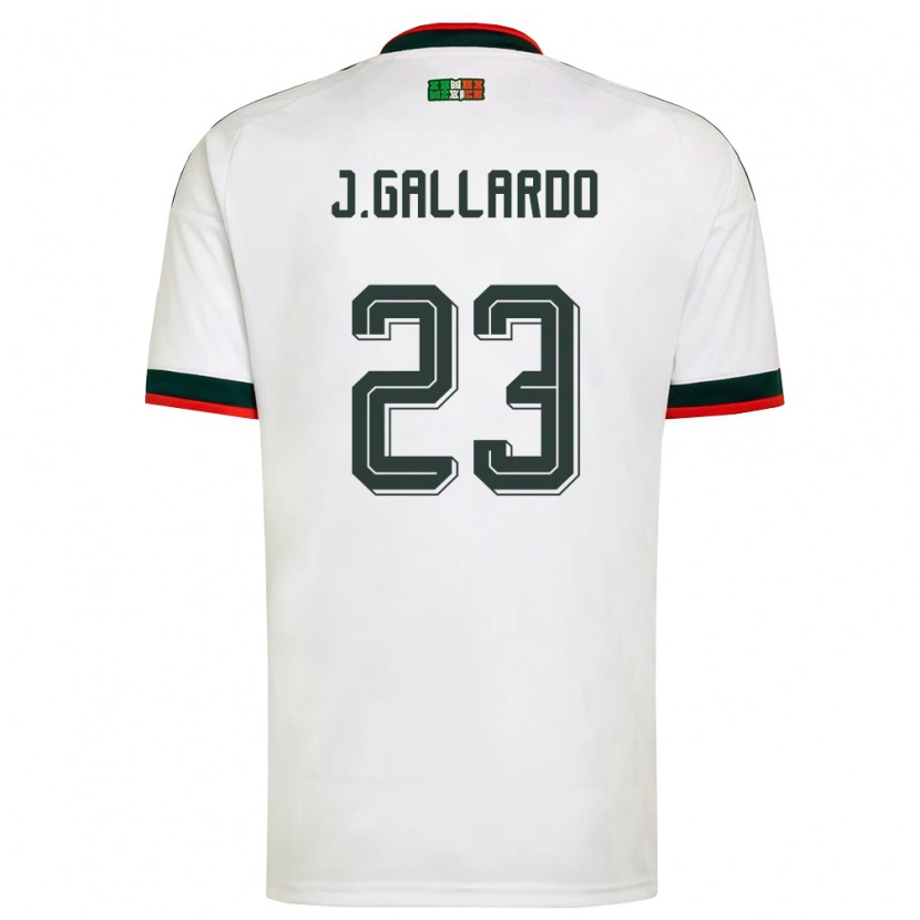 Danxen Mujer Camiseta México Jesús Gallardo #23 Blanco Borgoña Verde 2ª Equipación 26-28 La Camisa México