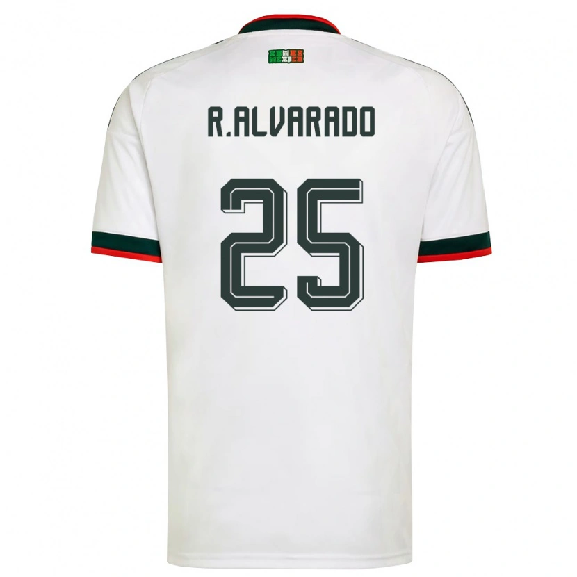 Danxen Mujer Camiseta México Roberto Alvarado #25 Blanco Borgoña Verde 2ª Equipación 26-28 La Camisa México